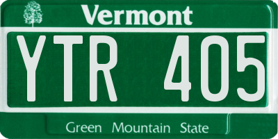 VT license plate YTR405