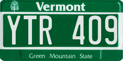 VT license plate YTR409