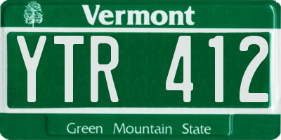 VT license plate YTR412