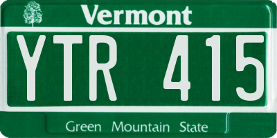 VT license plate YTR415