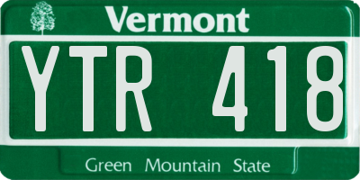 VT license plate YTR418