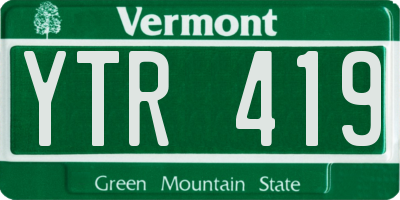 VT license plate YTR419