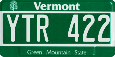 VT license plate YTR422