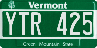 VT license plate YTR425
