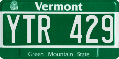 VT license plate YTR429