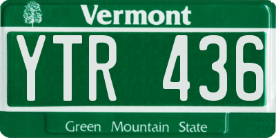 VT license plate YTR436