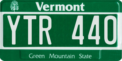 VT license plate YTR440