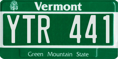 VT license plate YTR441