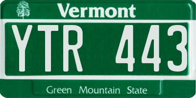 VT license plate YTR443