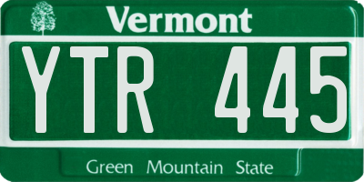 VT license plate YTR445