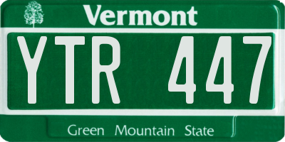 VT license plate YTR447