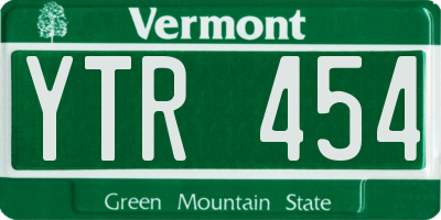 VT license plate YTR454