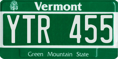 VT license plate YTR455