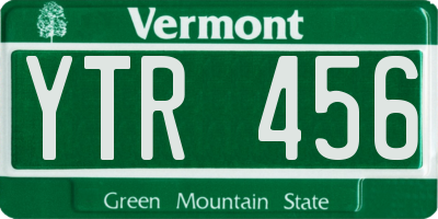 VT license plate YTR456