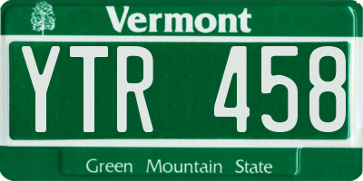 VT license plate YTR458