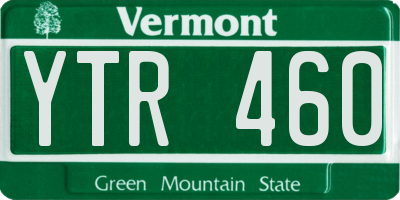 VT license plate YTR460