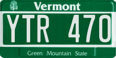 VT license plate YTR470