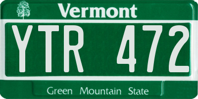 VT license plate YTR472