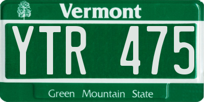 VT license plate YTR475