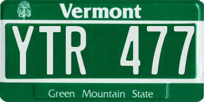 VT license plate YTR477