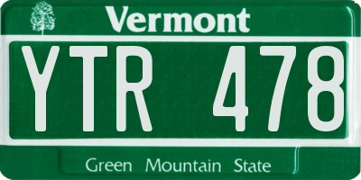 VT license plate YTR478
