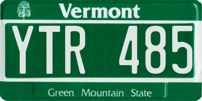 VT license plate YTR485