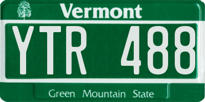 VT license plate YTR488