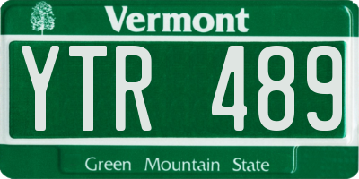 VT license plate YTR489