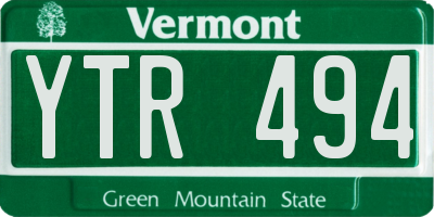 VT license plate YTR494