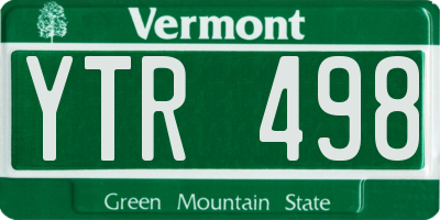 VT license plate YTR498