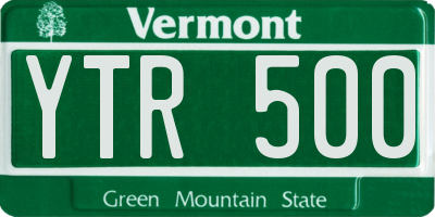 VT license plate YTR500