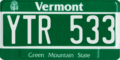 VT license plate YTR533