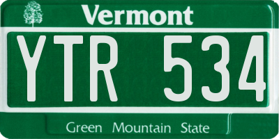 VT license plate YTR534