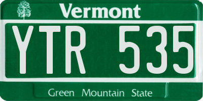 VT license plate YTR535