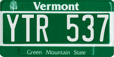 VT license plate YTR537