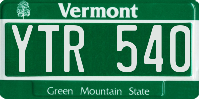 VT license plate YTR540