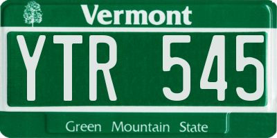 VT license plate YTR545
