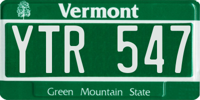 VT license plate YTR547