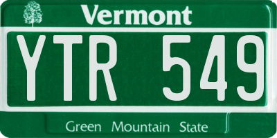 VT license plate YTR549