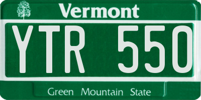 VT license plate YTR550