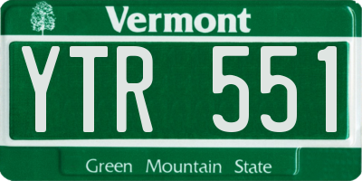 VT license plate YTR551