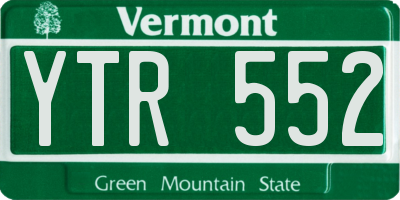 VT license plate YTR552