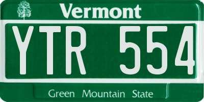 VT license plate YTR554