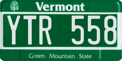 VT license plate YTR558