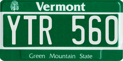 VT license plate YTR560