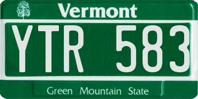 VT license plate YTR583