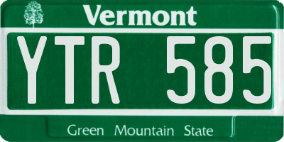 VT license plate YTR585