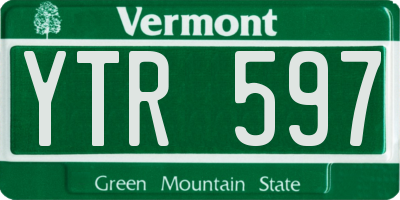 VT license plate YTR597