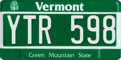 VT license plate YTR598