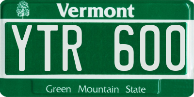 VT license plate YTR600